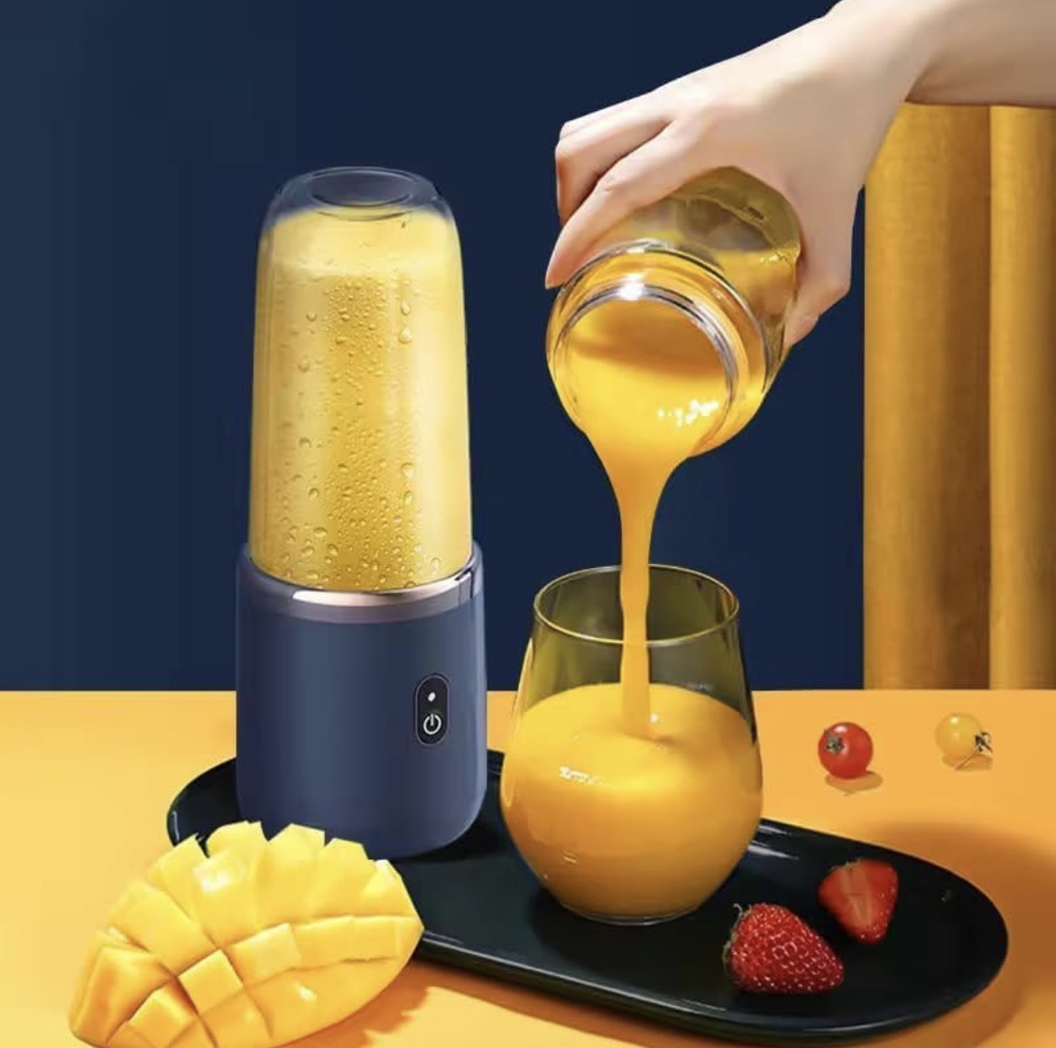 Portable Blender Electric Juicers Fruit Mixers USB Rechargeable Smoothie Mini Personal Juicer, 6 Blades, 400ml