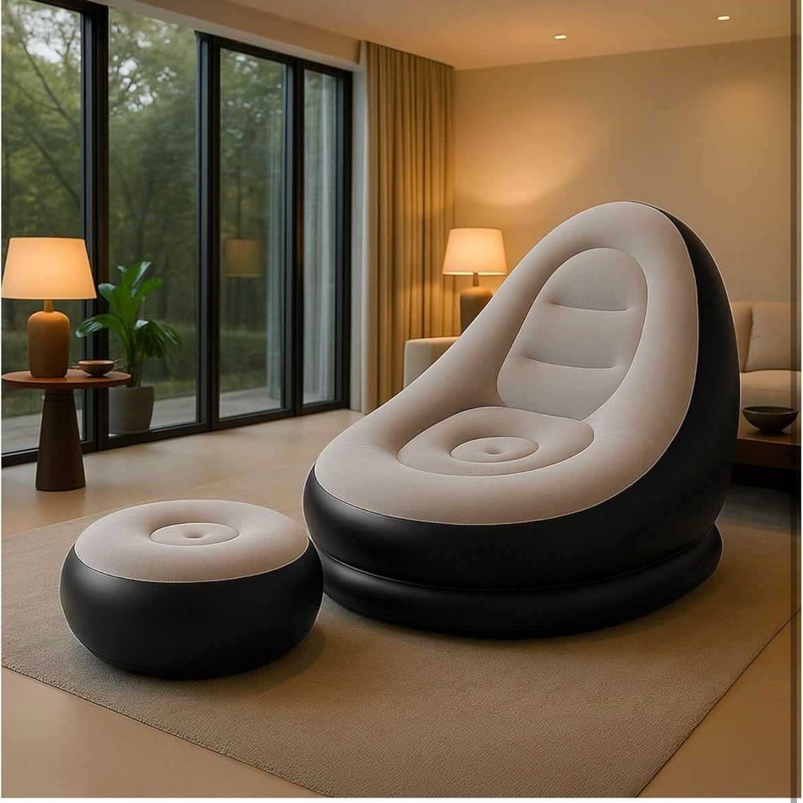 Inflatable Lounge Chair and Ottoman