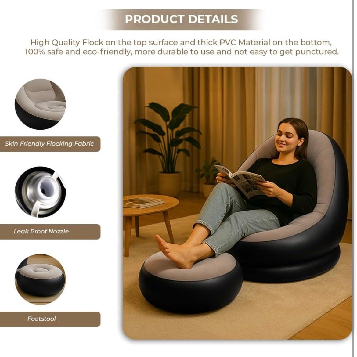Inflatable Lounge Chair and Ottoman