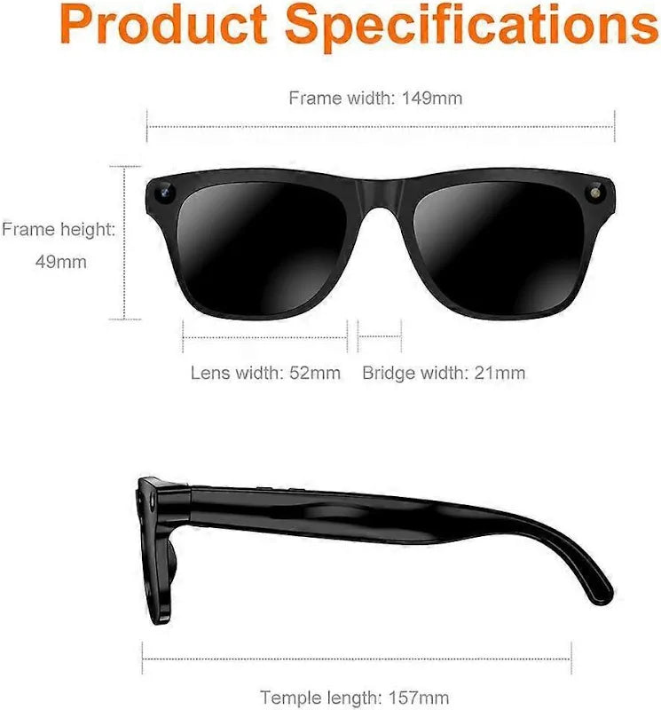 XK One Pro AI Smart Glasses With HD Video Recording, Real-Time Language Translation & AI Voice Assistant - Includes 3 Sets Of Lenses
