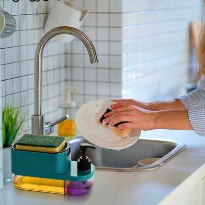 3-in-1 Soap Dispenser with Sponge Holder and Drain Tray