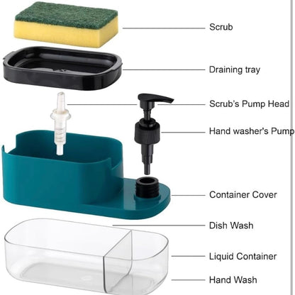 3-in-1 Soap Dispenser with Sponge Holder and Drain Tray