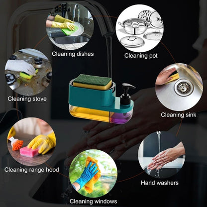3-in-1 Soap Dispenser with Sponge Holder and Drain Tray