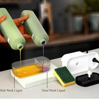 3-in-1 Soap Dispenser with Sponge Holder and Drain Tray