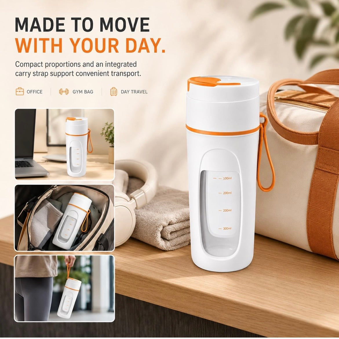 Portable Rechargeable Smoothie Blender With Leak-Proof Lid