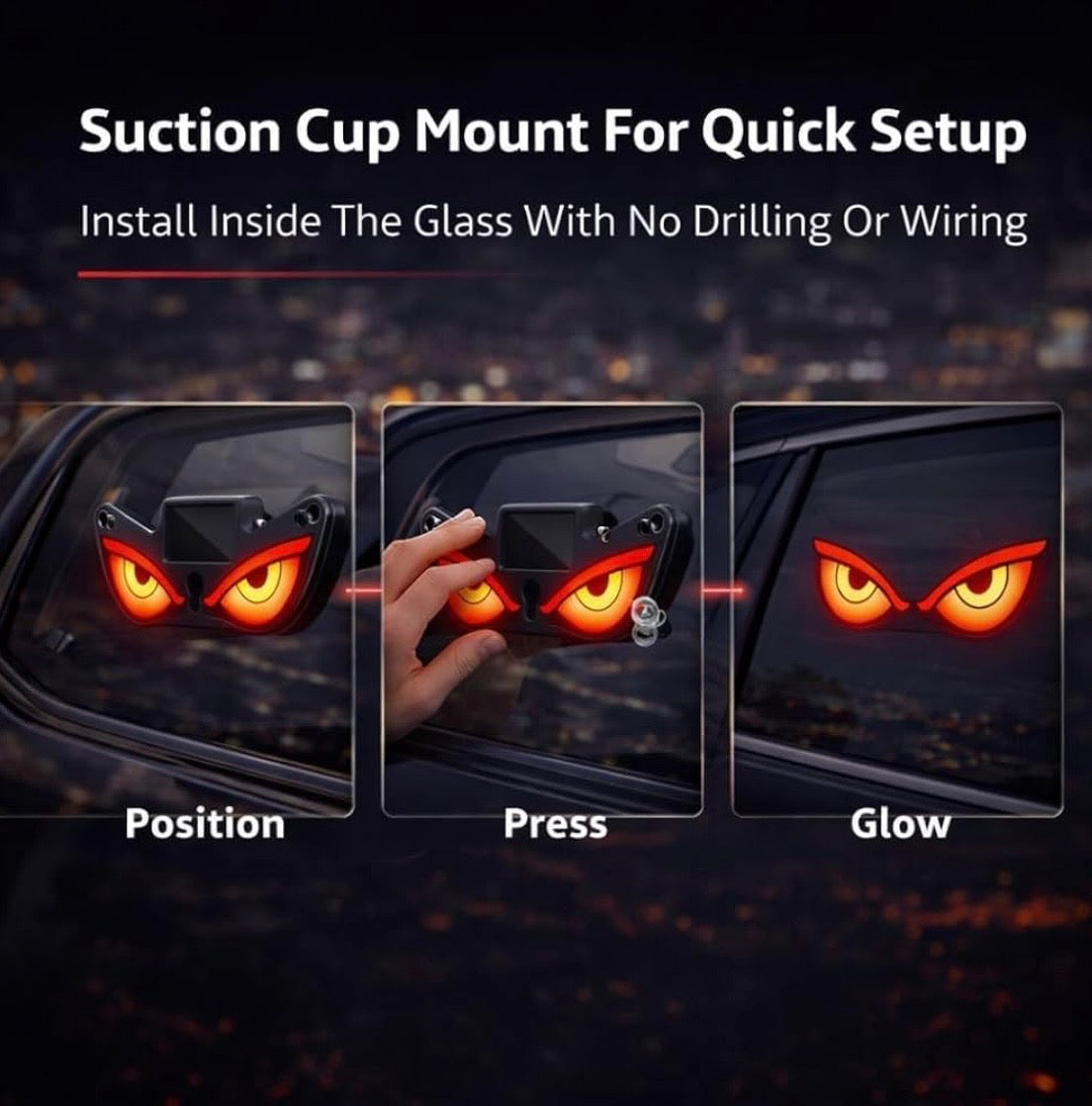 Wireless Triangle Window Light Energy Efficient Solar Devil Eye Light for Night Driving, Solar