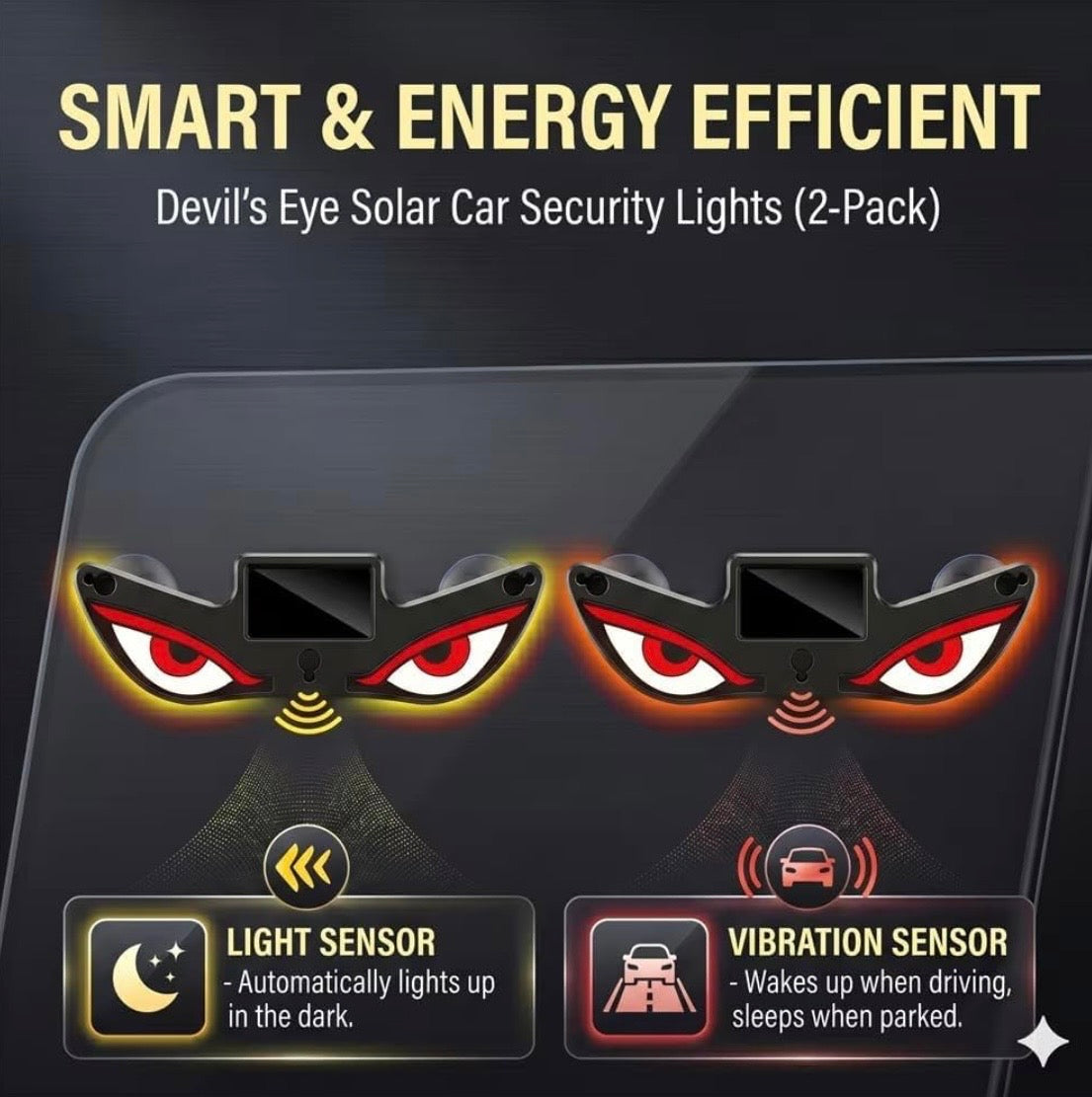 Wireless Triangle Window Light Energy Efficient Solar Devil Eye Light for Night Driving, Solar
