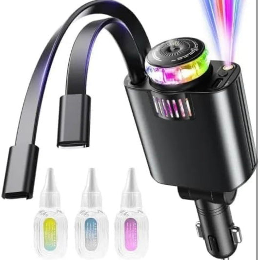 Starlight 5-In-1 Fast Car Charger – PD 3.0 Charging With Perfume Diffuser & Ambient Light
