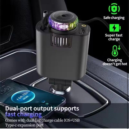 Starlight 5-In-1 Fast Car Charger – PD 3.0 Charging With Perfume Diffuser & Ambient Light