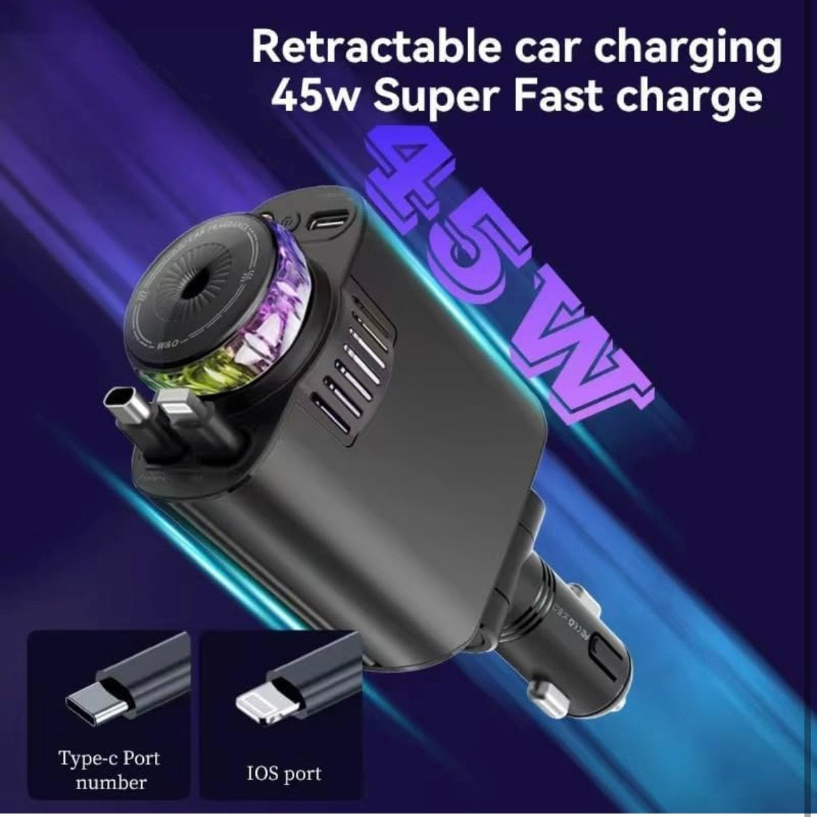 Starlight 5-In-1 Fast Car Charger – PD 3.0 Charging With Perfume Diffuser & Ambient Light