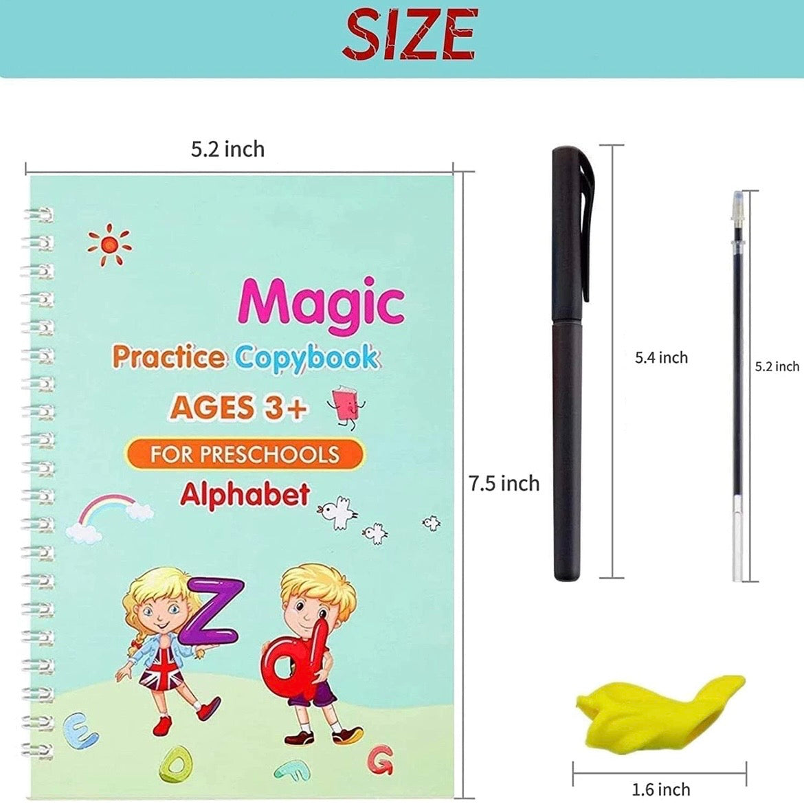 Sank Magic Practice Copybook, (4 BOOK +1 PEN + 10 REFILL) Number Tracing Book