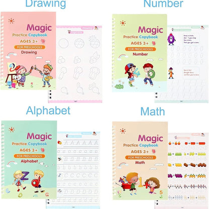 Sank Magic Practice Copybook, (4 BOOK +1 PEN + 10 REFILL) Number Tracing Book