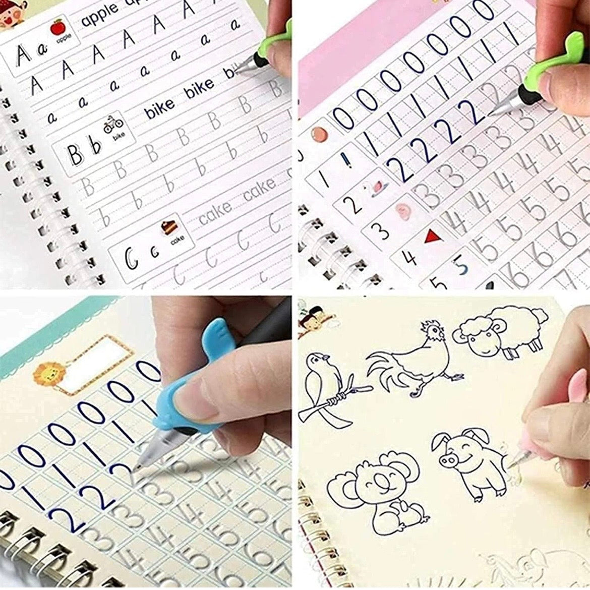Sank Magic Practice Copybook, (4 BOOK +1 PEN + 10 REFILL) Number Tracing Book