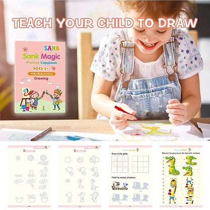 Sank Magic Practice Copybook, (4 BOOK +1 PEN + 10 REFILL) Number Tracing Book