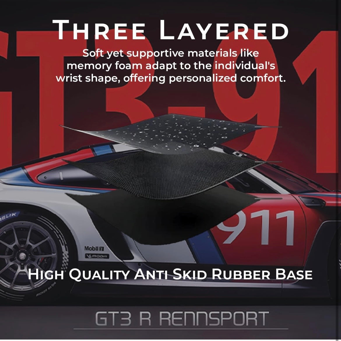 Extended Mouse Pad 23×11 Inch, GT3 R-911 RENNSPORT Racing Car Design Desk Mat