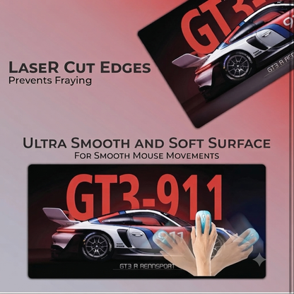Extended Mouse Pad 23×11 Inch, GT3 R-911 RENNSPORT Racing Car Design Desk Mat