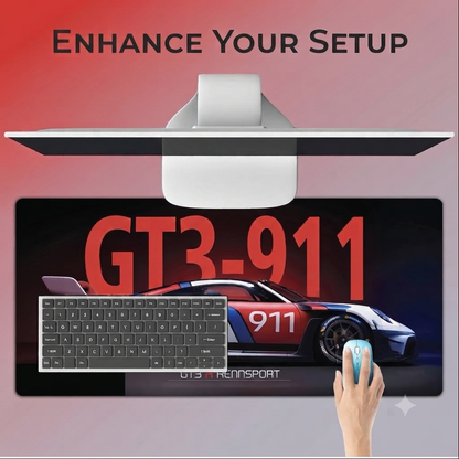 Extended Mouse Pad 23×11 Inch, GT3 R-911 RENNSPORT Racing Car Design Desk Mat