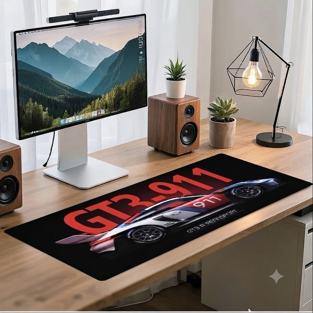 Extended Mouse Pad 23×11 Inch, GT3 R-911 RENNSPORT Racing Car Design Desk Mat