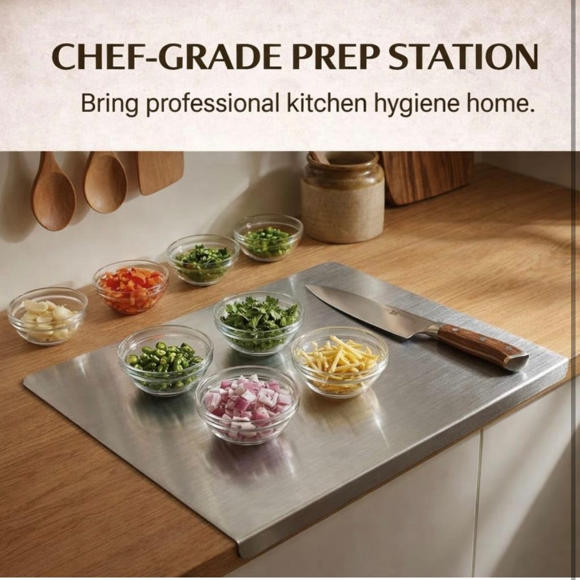 Stainless Steel Chopping Board Counter Top 36x31cm