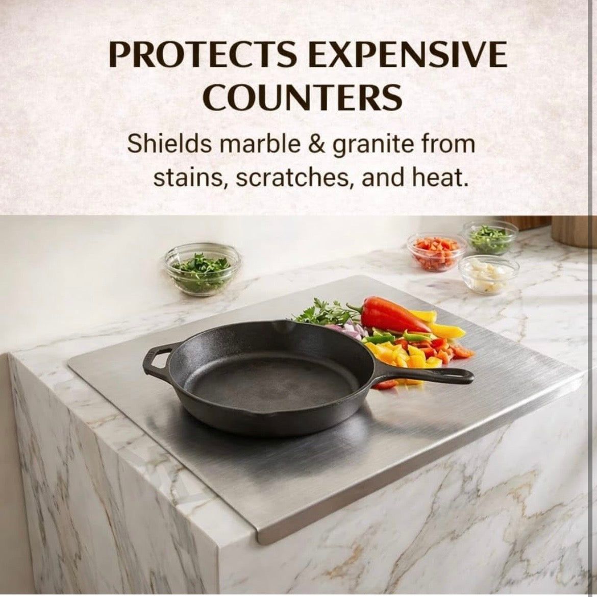 Stainless Steel Chopping Board Counter Top 36x31cm